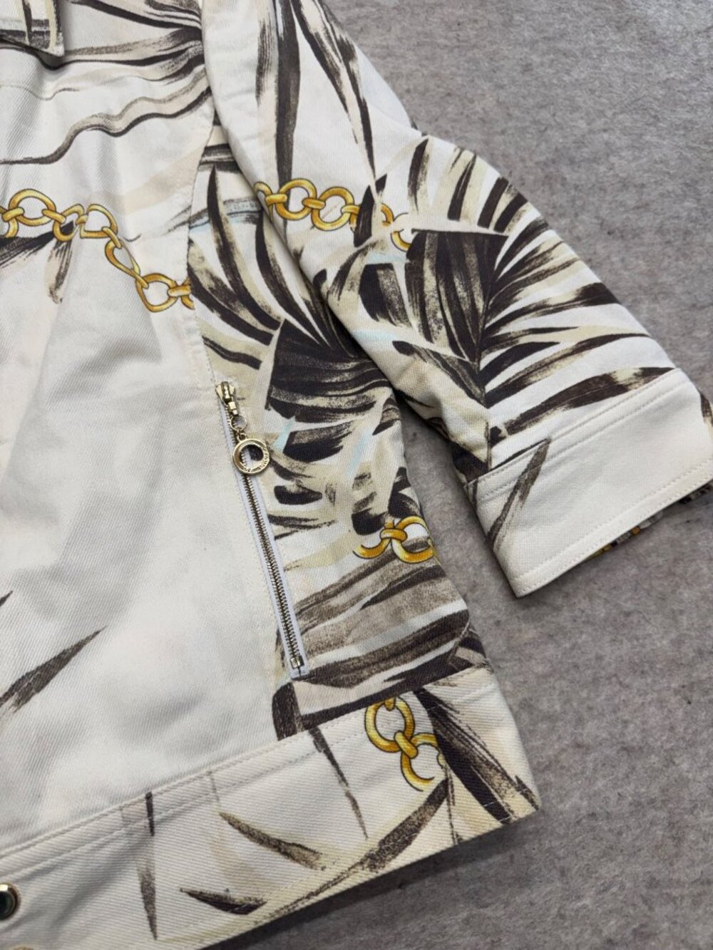 St. John Sport By Marie Gray Canvas Tropical Zip Up Jacket Size Petite - Picture 4 of 10